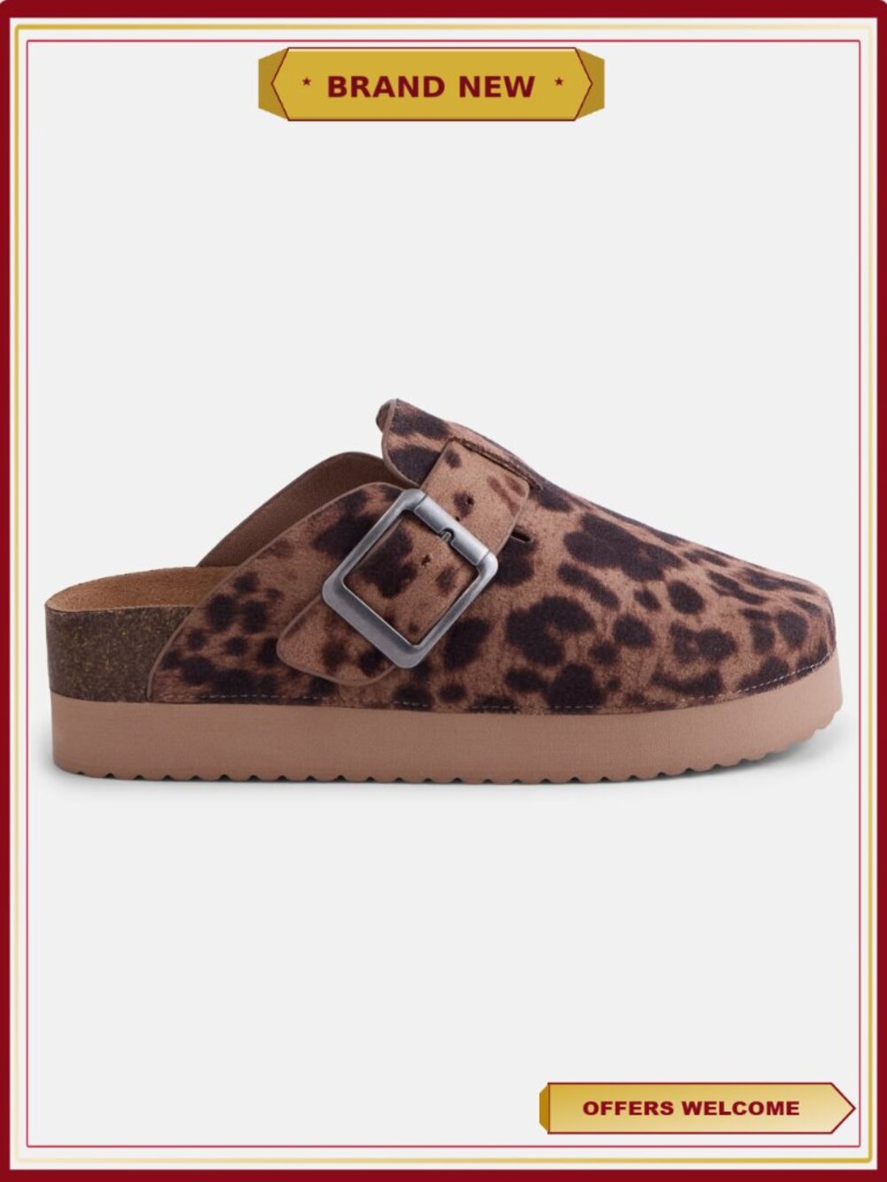 Girls Clogs with Animal Print and Sturdy Buckle